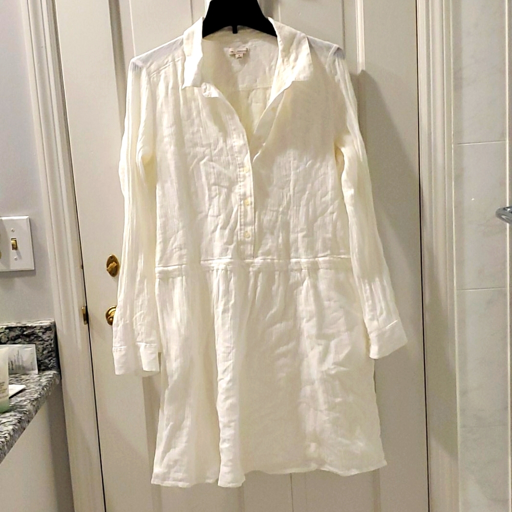 Gap White Cotton Shirtdress